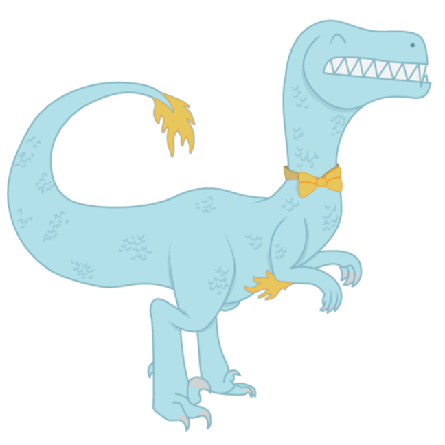 Hektor, the Henlo Press dinosaur